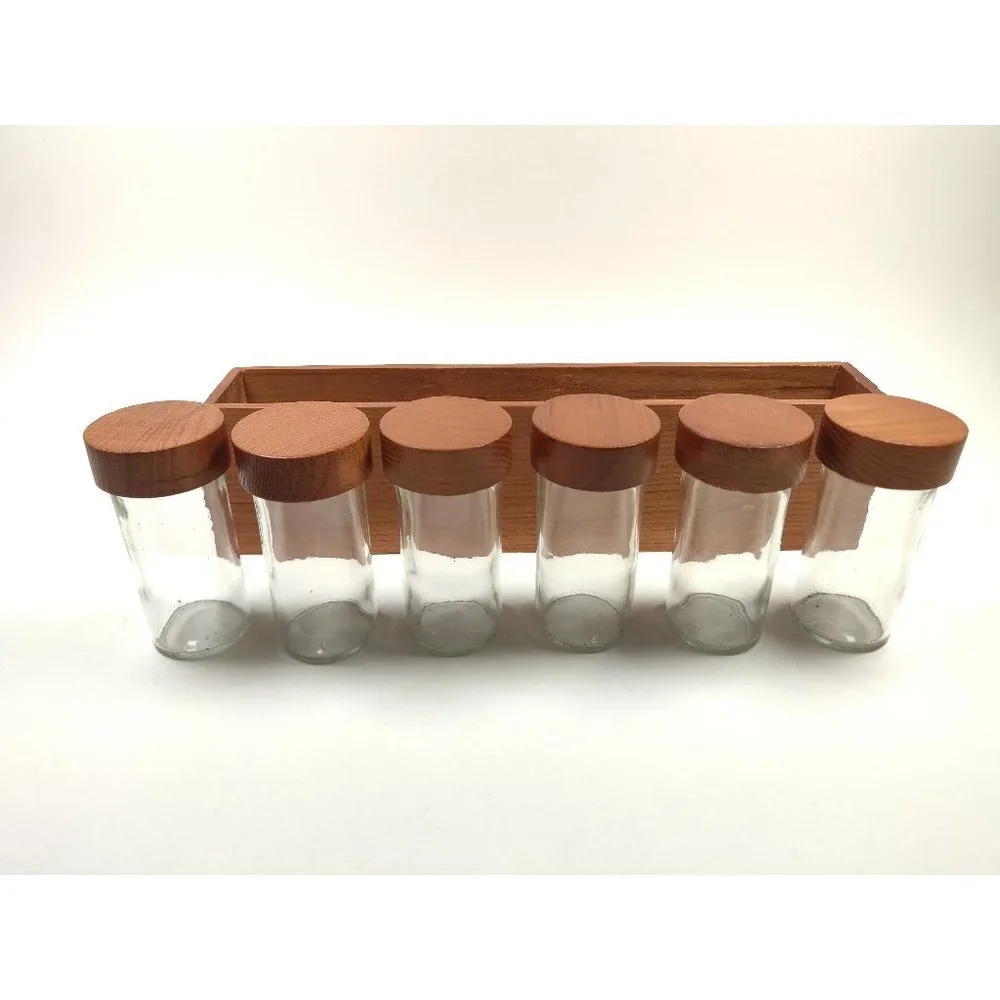 Crate & Barrel Carter McGuyer 6 Bottle Wooden Spice Box